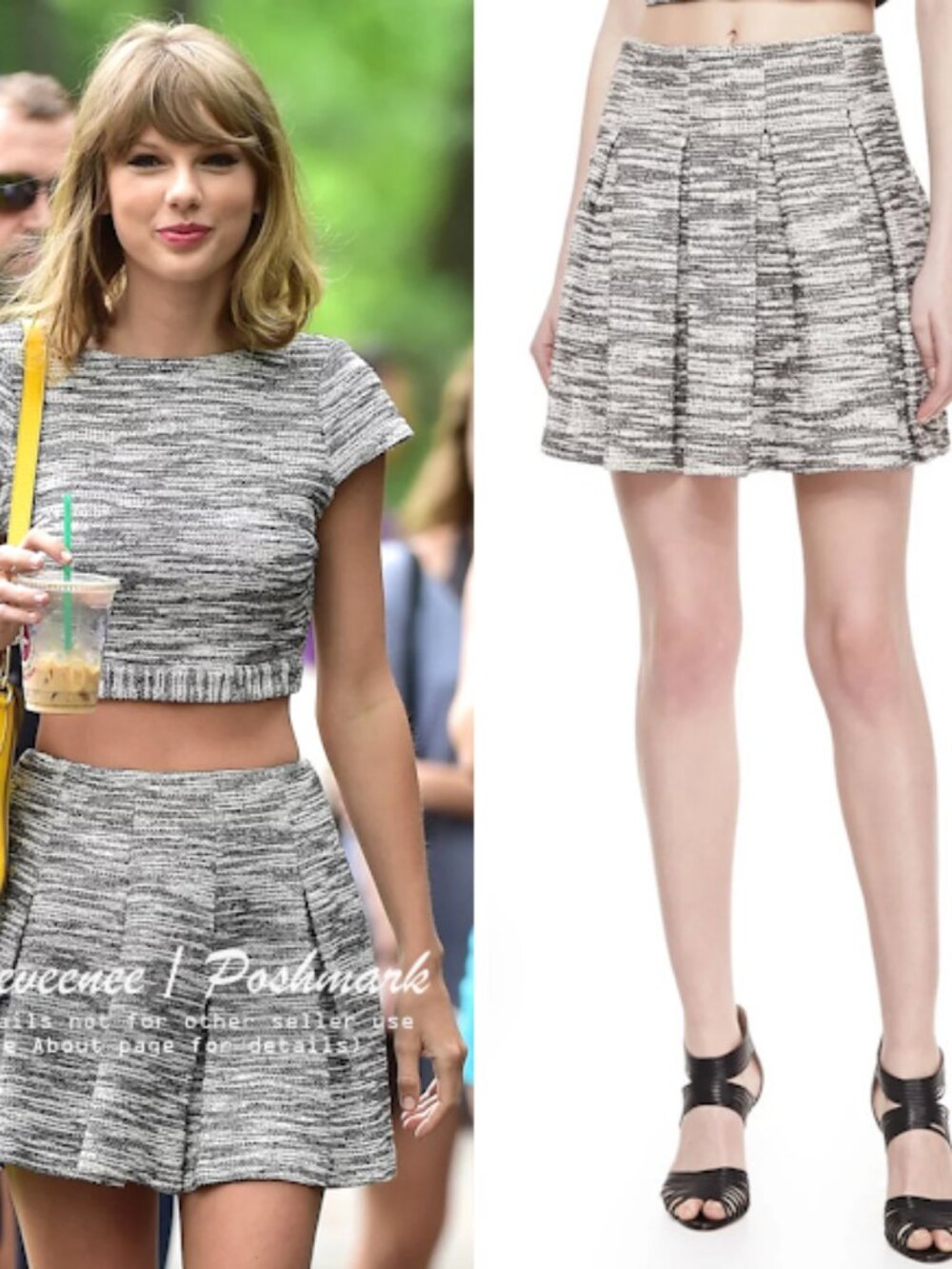 Alice + Olivia Davies Pleated Tweed Skirt ASO Taylor Swift